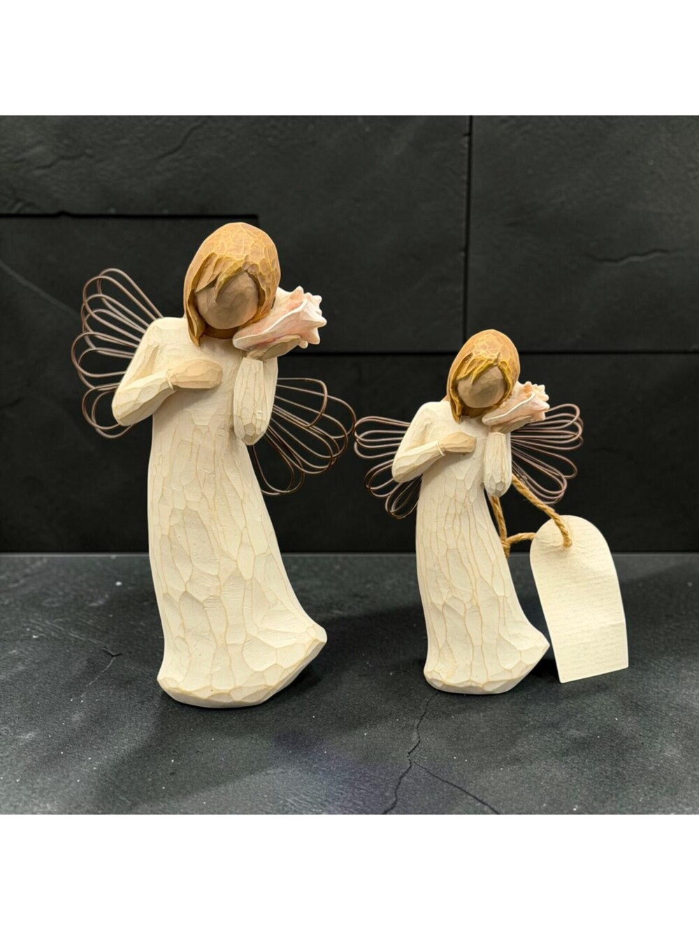 Vtg. Willow Tree Thinking of You Angel Figurines Set of 2 Susan Lordi Demdaco